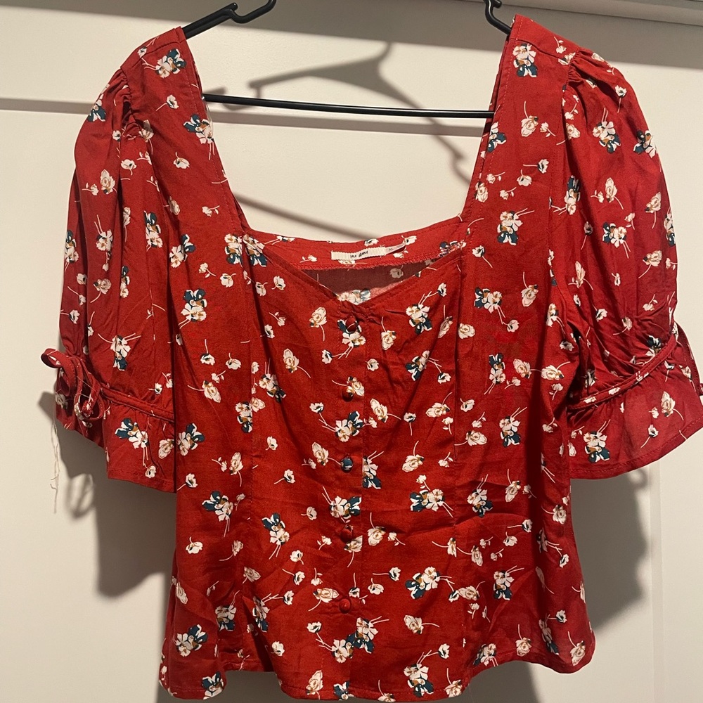Red Floral Top